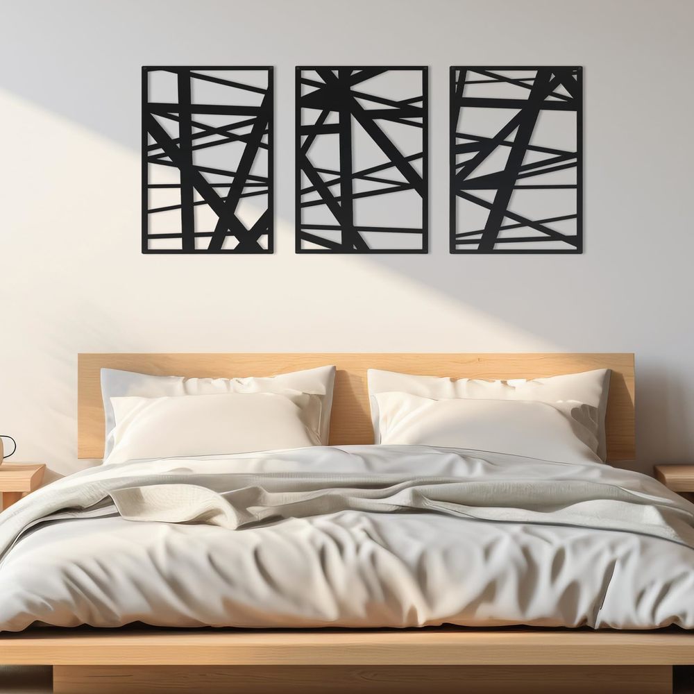 3 Pack Black Abstract Metal Wall Decor,3d Textured Metal Wall😄